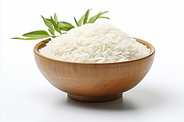 Single rice grain isolated on clean white background perfect for food and agriculture concepts