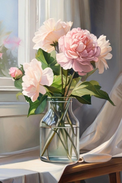 Single Rose Flower Picture in a jar