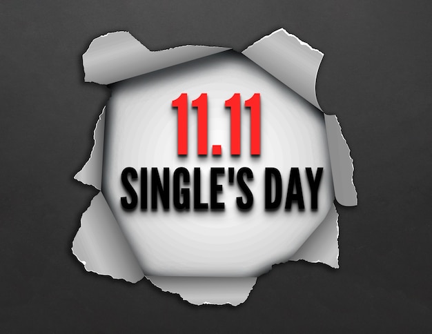 Single's day banner met gescheurd papier