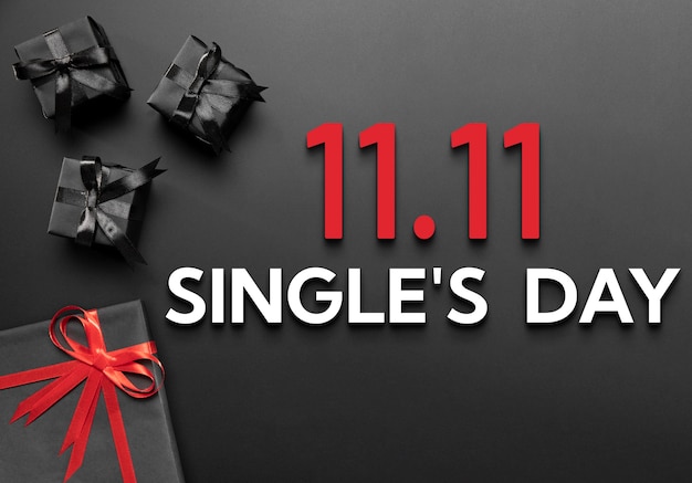 Photo single's day banner with gifts