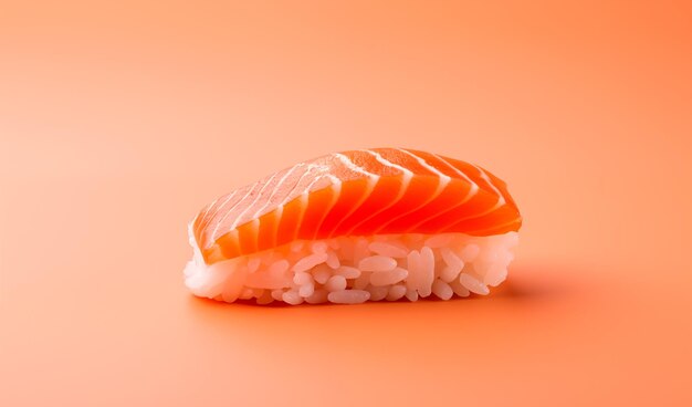 Foto sushi di salmone su sfondo arancione