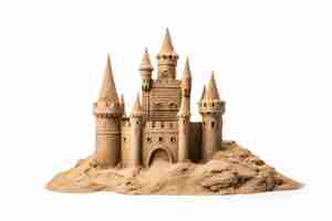 Photo a single sandcastle isolated on white background