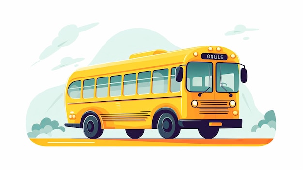 Мультяшная плоская иллюстрация школьного автобуса Minima lists Gnerative ai