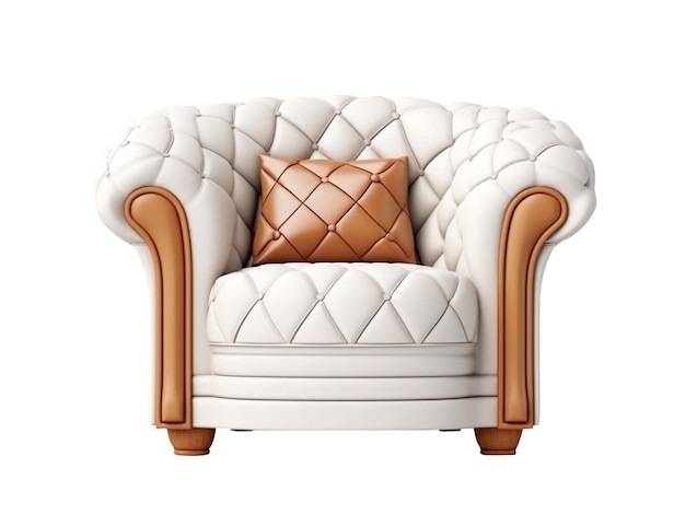 Single seat leather armchair with pillow