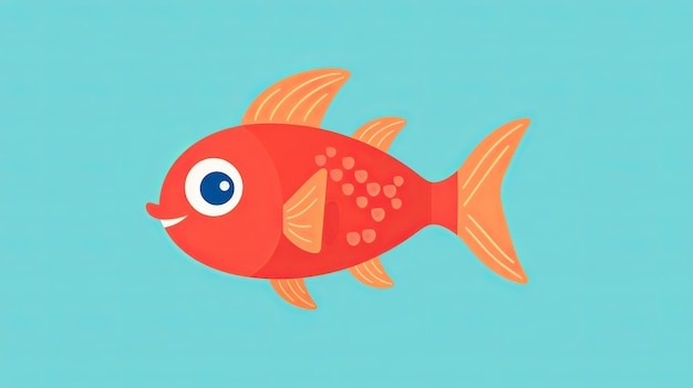 Одна маленькая рыбка мультяшная плоская иллюстрация Minimalists Gnerative ai