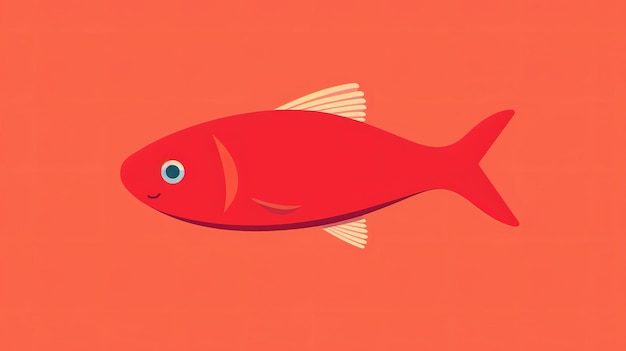 Single small fish cartoon flatflat illustration minimalists gnerative ai