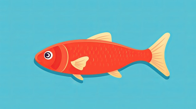 Photo single small fish cartoon flatflat illustration minimalists gnerative ai