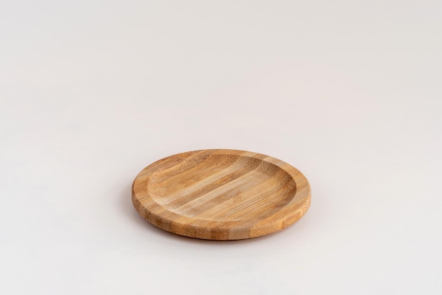 Single small natural wooden plate mockup