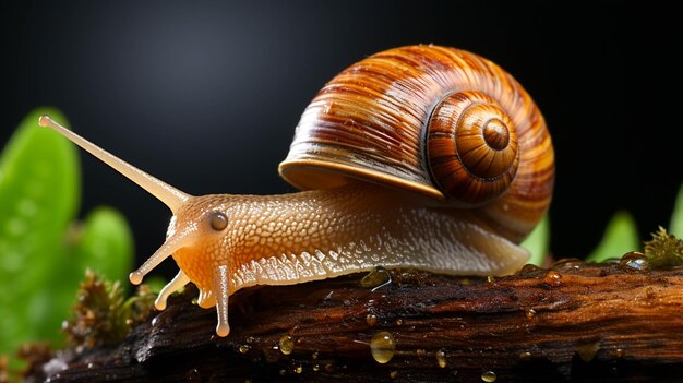 A single snail isolated Close up view