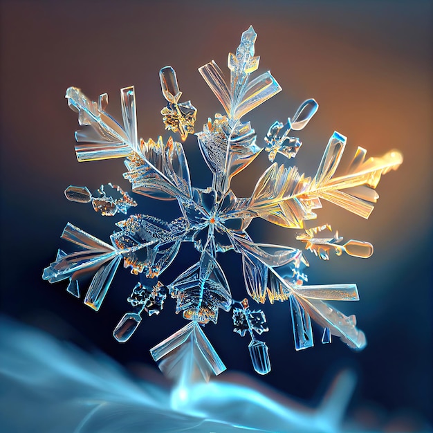 Single snowflake macro illustration Generative AI