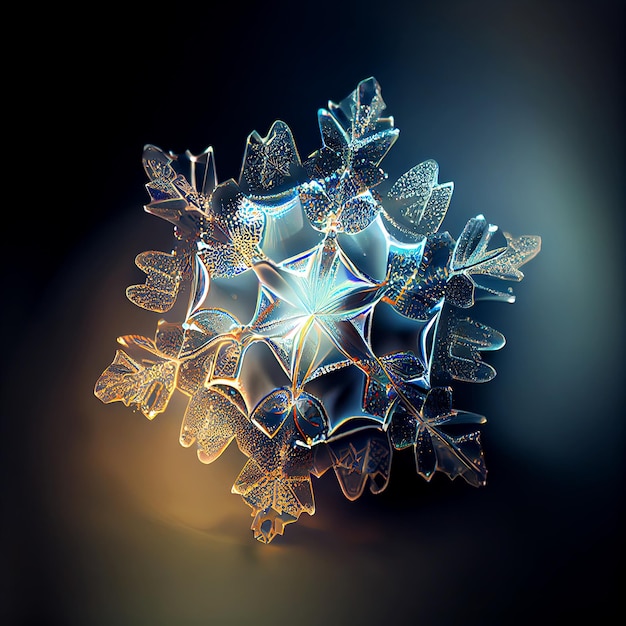 Single snowflake macro illustration Generative AI