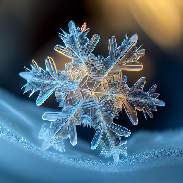 Single snowflake macro illustration Generative AI