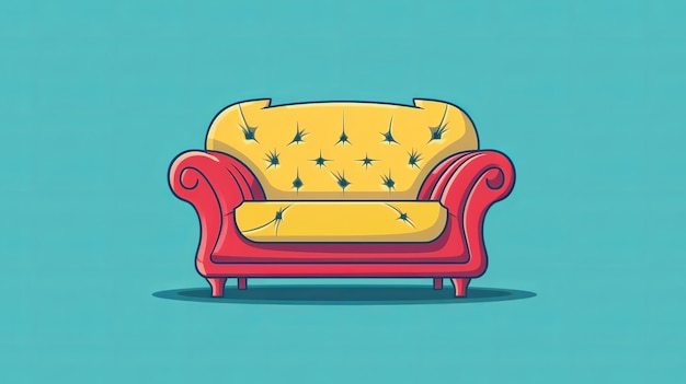 Single sofa cartoon flatflat illustration Minima listsingle Gnerative ai