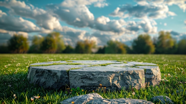 Photo single stone in field