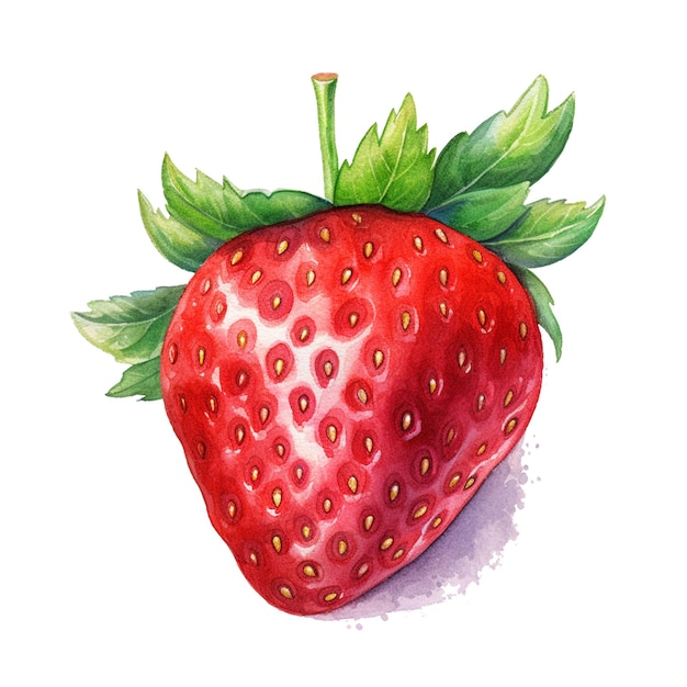 Single strawberry isolated watercolor style