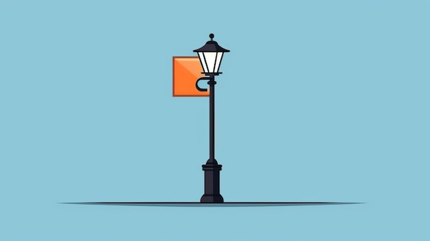 Single Street lamp cartoon flatflat illustratie Minimalistische Gnerative ai