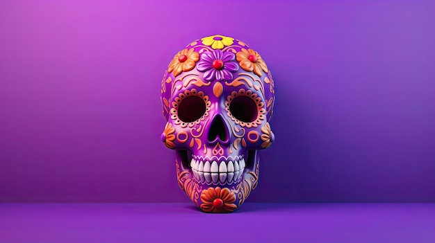 Один сахарный череп или Катрина на фиолетовом фоне или обои