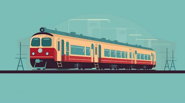 Single train cartoon flatflat illustration Minima listsingle Gnerative ai