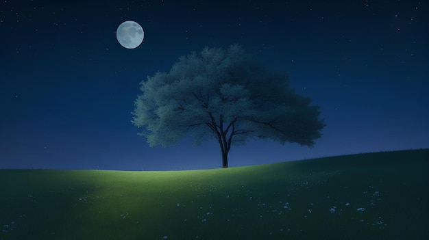 Single tree 3D background llustration