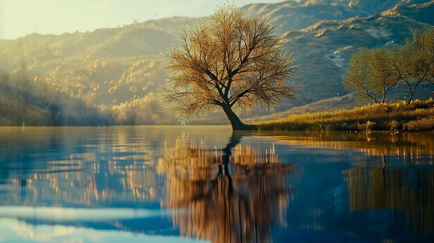 Single tree on a lake