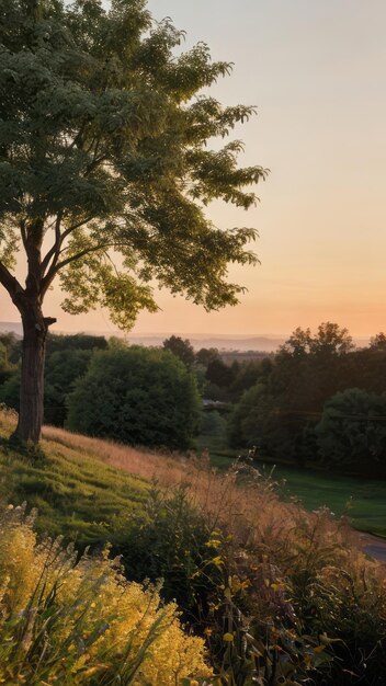 single tree in a park sunset golden hours relaxing nature photography