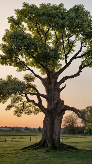 single tree in a park sunset golden hours relaxing nature photography