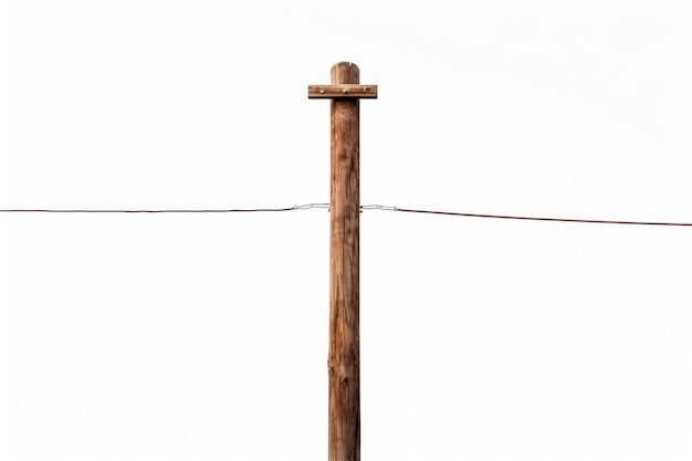 a single Utility pole isolated on white background