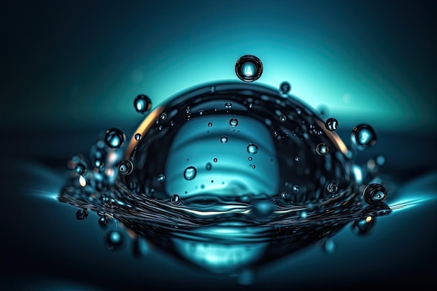 Single water droplet on a blue background Generative AI