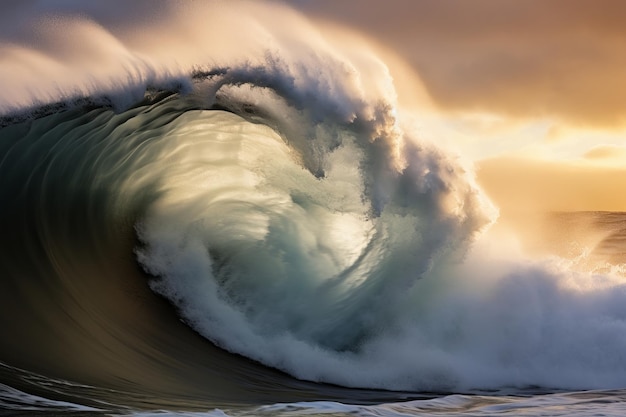 A single wave is forming in the ocean