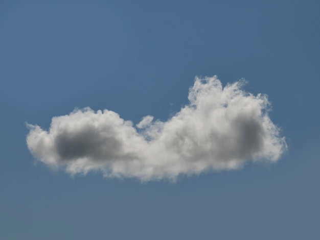 Single white cloud over blue sky background Fluffy cumulus cloud shape