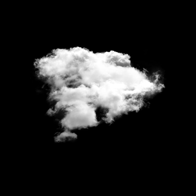 黒の背景に分離された単一の白い雲
