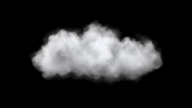 Photo single white cloud isolated over black background