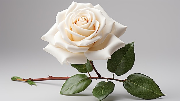 A single white Rose isolated on white background