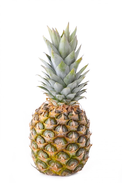 Single whole pineapple isolated 