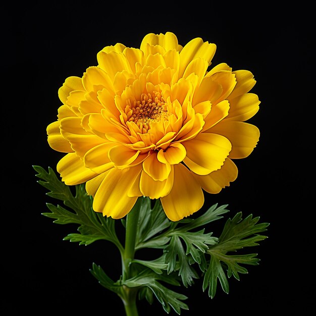 Foto un singolo crisantemo giallo su sfondo bianco