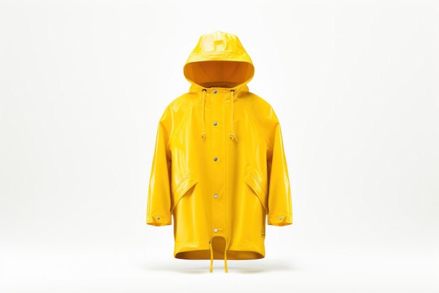 a single Yellow raincoat isolated on white background