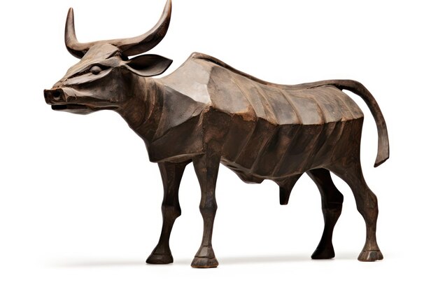 A single zebu sculpture isolated on white background