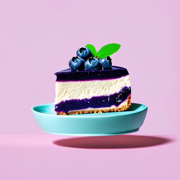 Singleblueberrycheesecakeslicewithsinglepastelcolourbackground