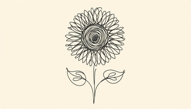 A singlestroke art of a sunflower AI Generated