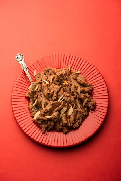 Singoda or singada Sheera, Farali Singhara Halwa or Vrat or upwas recipe made using water chestnut