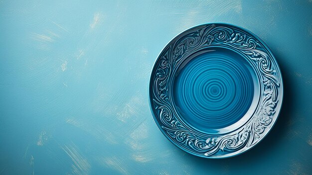 Photo singular circular item in cyanotype photograph