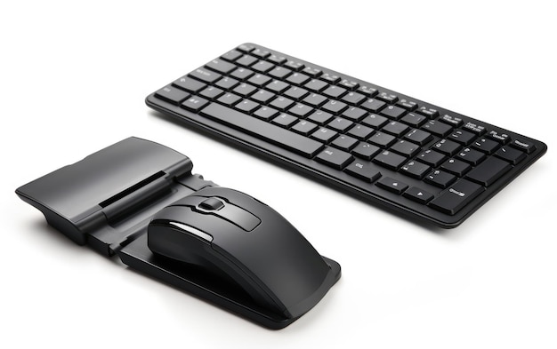 A Singular Image of the Folding Travel Keyboard and Mouse Combo Isolated on White Background