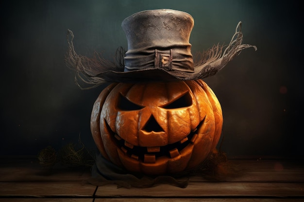 Sinister pumpkin face Halloween horror background