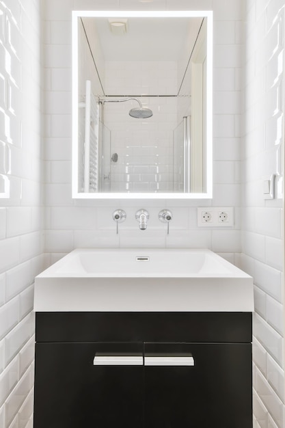 Sink in modern bathroom at home