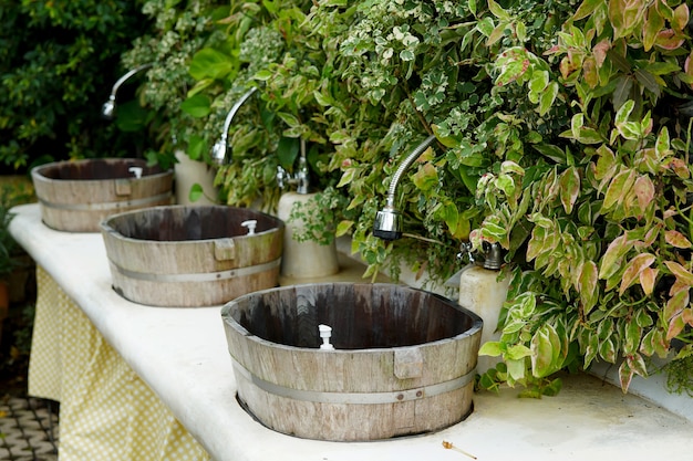 Sink for washing face and hands in the garden