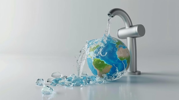A sink with a globe and water dripping from it