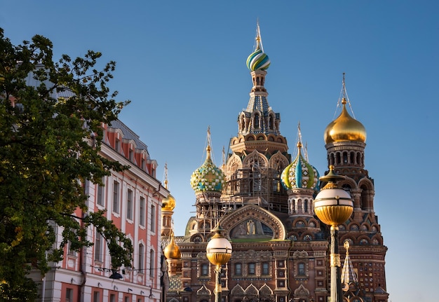 Sint-Petersburg, Rusland Uitzicht op de stad met de beroemde kerk Verlosser op het vergoten bloed