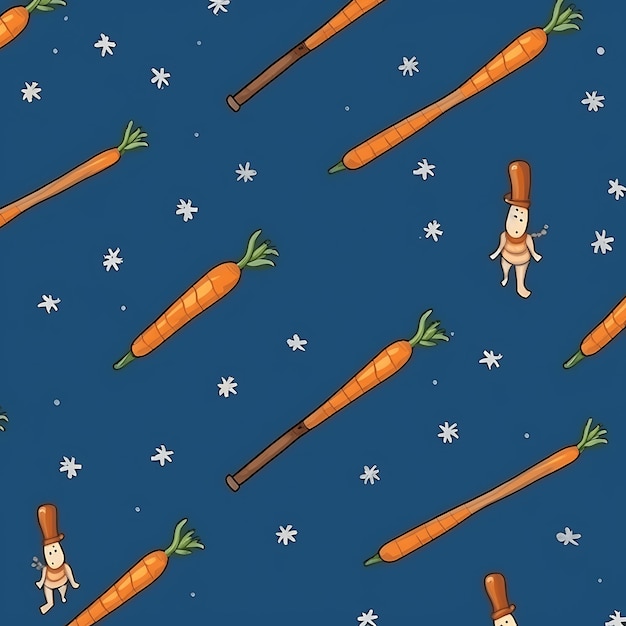 Photo sinterklaas day seamless pattern sinterklaas present stick staff carrot on blue background dutch