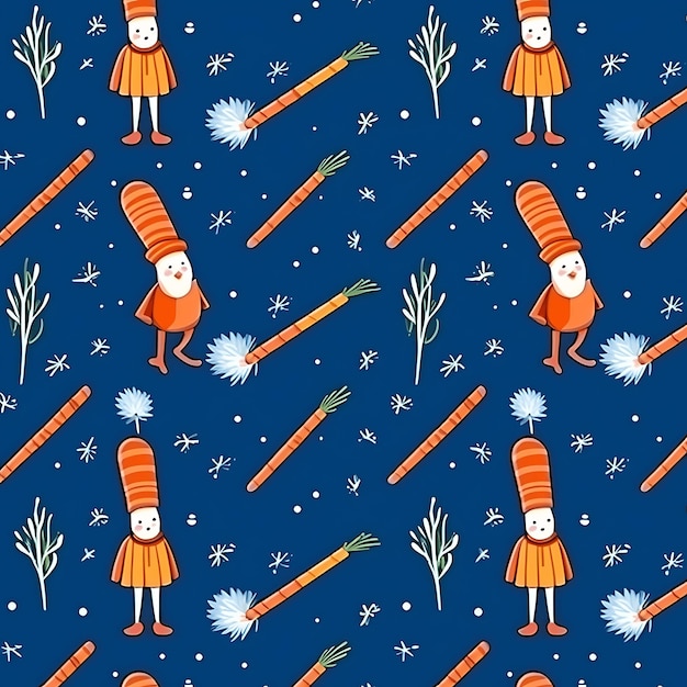 День Синтерклааса Бесшовный узор Синтерклаас представляет палку-морковку на синем фоне Голландский