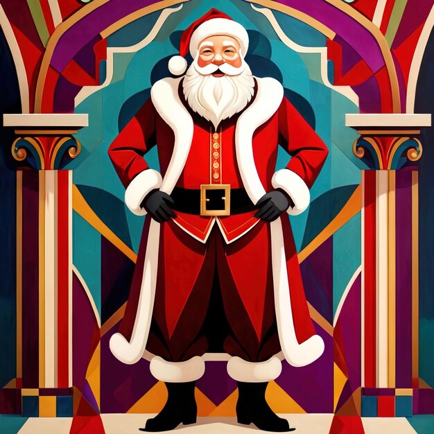 Foto sinterklaas glimlachend vintage art deco retro stijl illustratie